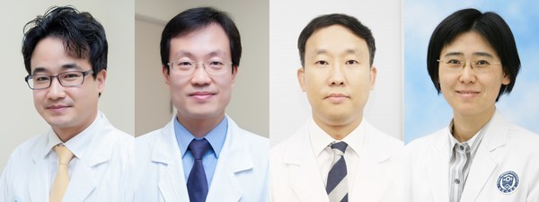 ▲ (좌측부터)서울아산병원 감염내과 김성한 교수, 호흡기내과 이세원 교수, 융합의학과 신용 교수, 세브란스병원 호흡기내과 강영애 교수.