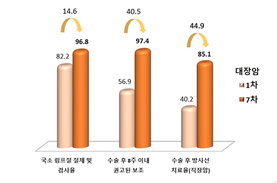 ▲ 대장암 항암화학요법 시행률이 지난 10년 사이에 큰 폭으로 증가했다.