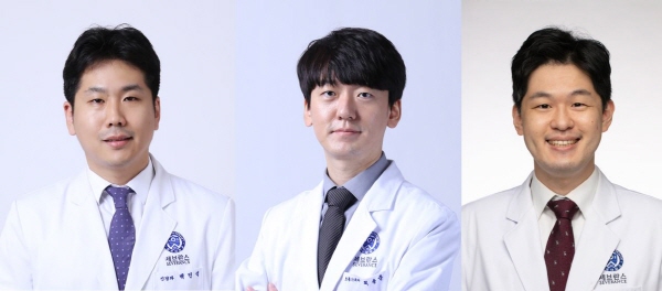 ▲ (좌측부터) 백민성 임상연구조교수, 최용준 임상연구조교수, 박준영 강사.