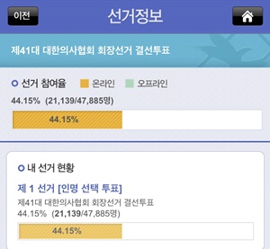 ▲ 26일 오전 11시 현재 유권자 전자투표 휴대폰 화면 캡쳐.