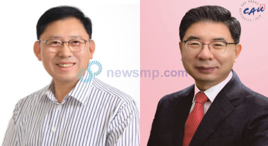 ▲ 최광훈 전 경기도약사회장(좌)과 박영달 현 경기도약사회장이 제40대 대한약사회장 선거 출마를 공식적으로 선언했다.