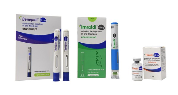 ▲삼성바이오에피스는 유럽 지역 마케팅 파트너사 바이오젠(Biogen)이 발표한 분기 실적에서 개발한 류마티스 관절염 등의 자사가 개발한 자가면역질환 치료제 바이오시밀러 3종(베네팔리, 임랄디, 플릭사비)의 올해 상반기 유럽 시장 내 매출액이 4억 750만달러(약 4600억원)로 집계 됐다고 밝혔다.