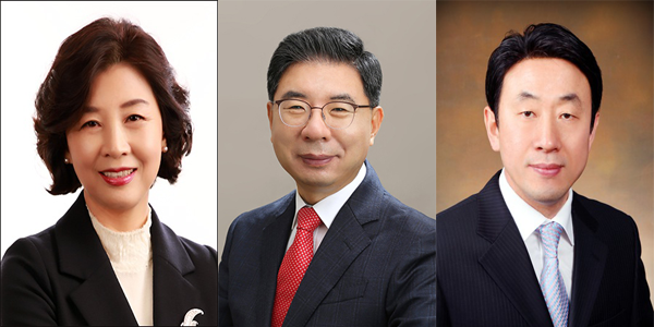 ▲경기도약사회장 선거에 출마의사를 밝힌 고양시약사회 김은진 회장(좌)과 경기도약사 박영달 회장(가운데), 경기도약사회 조양연 부회장(우) 등 중앙대 약대 출신 3인이 여론조사를 통해 후보를 단일화하기로 합의했다.