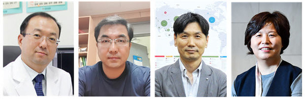 ▲ (좌측부터) 이호원 교수, 김상룡 교수, 석경호 교수, 김경숙 대표