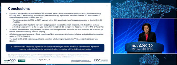 ▲ 길리어드 사이언스의 항체약물결합체(Antibody-Drug Conjugate, ADC) 트로델비(성분명 사시투주맙 고비테칸)가 CDK4/6 억제제 치료 이력이 있는 전이성 유방암 환자에서 무진행 생존기간(Progression-Free Survival, PFS)를 개선했다.