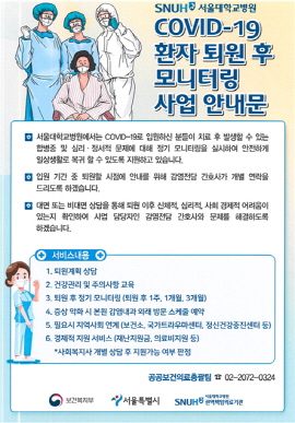 ▲  서울대병원 공공보건의료진흥원은 작년 7월부터 진행된 ‘코로나19 환자 퇴원 후 모니터링 사업’이 지난달 31일 마무리됐다고 10일 밝혔다. 