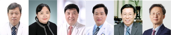 ▲ (좌측부터) 김부섭 병원장, 김소윤 교수, 박중신 교수, 송우철 과장, 김남득 교수, 서영준 교수