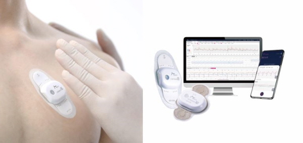 ▲ 한미약품이 7일에서 최대 14일까지 연속으로 측정할 수 있는 웨어러블(wearable) 심전도 측정기를 도입해 국내 의원급 의료기관에 유통한다.