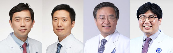 ▲ (우측부터) 윤홍인 교수, 김경환 교수, 강석민 교수, 오재원 교수