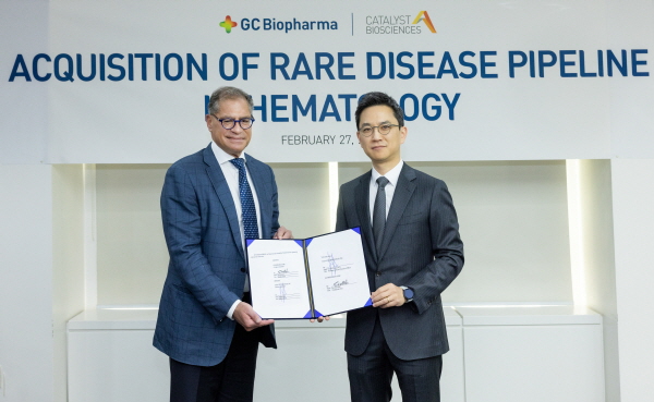 ▲ GC녹십자는 미국 신약개발업체 카탈리스트 바이오사이언스(Catalyst Biosciences)와 희귀 혈액응고 질환 관련 파이프라인에 대한 자산양수도계약(Asset Purchase Agreement)을 체결했다고 28일 밝혔다.