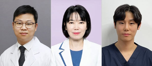 ▲ (왼쪽부터) 김영민 교수, 양지선 간호사, 박진원 간호사