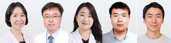 ▲ (왼쪽부터) 강예은 교수, 구본석 교수, 이성은 교수, 김선규 박사, 박성열 박사.