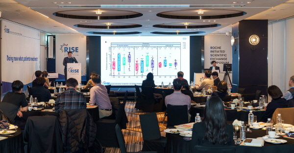 ▲ 한국로슈는 지난 23일, 24일 양일간 혈액암 최초의 이중특이항체인 ‘컬럼비(성분명: 글로피타맙)’와 ‘룬수미오(성분명: 모수네투주맙)’의 임상적 가치를 조명하고 로슈의 혈액암 분야 리더십을 제고하는 RISE(Roche Initiated Scientific Exchange) 심포지엄을 개최했다