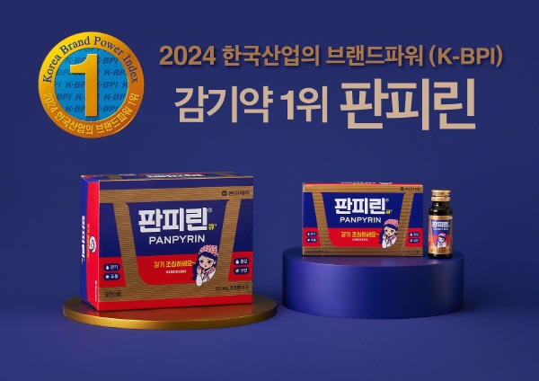 ▲ 동아제약 감기약 브랜드 판피린이 한국능률협회컨설팅(KMAC)이 주관하는 ‘2024 한국산업의 브랜드파워 (Korea Brand Power Index, K-BPI)’ 감기약 부문 1위로 선정됐다