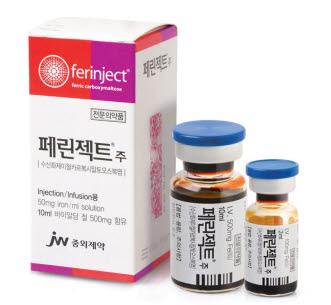 ▲ JW중외제약은 이달부터 고용량 철분주사제 ‘페린젝트’에 건강보험이 적용된다고 2일 밝혔다.