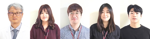 ▲ (왼쪽부터)서재홍 교수, 김지영, 김윤재, 정은선 연구교수, 박민수 박사.