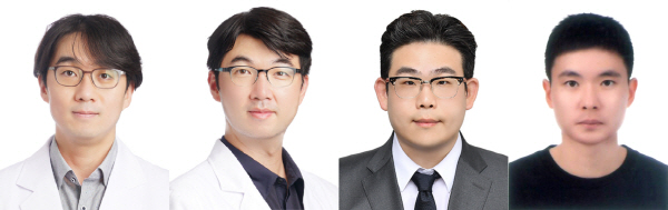 ▲ (왼쪽부터) 이준석 교수, 장우영 교수, 박승빈 학생, 홍경태 학생