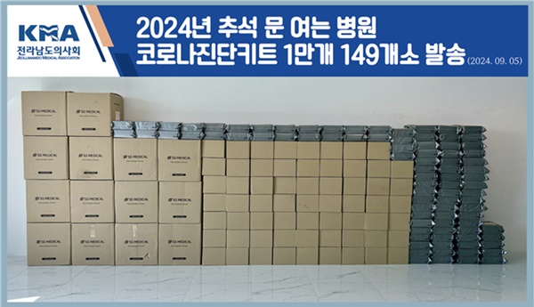 ▲ 전라남도의사회가 5일 코로나 진단키트 1만여개를 지역 병ㆍ의원에 발송했다.