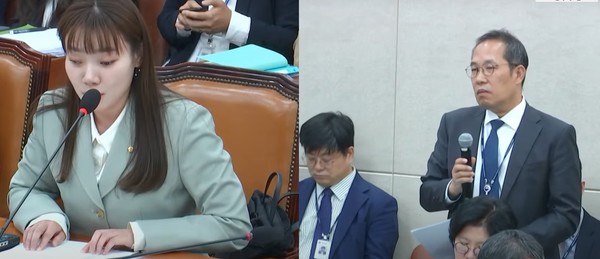 ▲ 국민의힘 김예지 의원(왼쪽)이 복지부 김국일 필수의료지원관에게 안전상비약 품목 확대 필요성애 대한 생각을 물었다.
