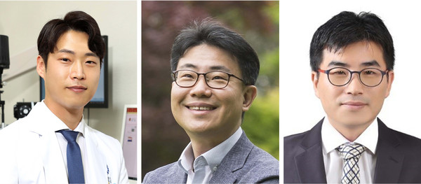 ▲ (왼쪽부터)지용우, 임성갑 교수, 이경균 박사