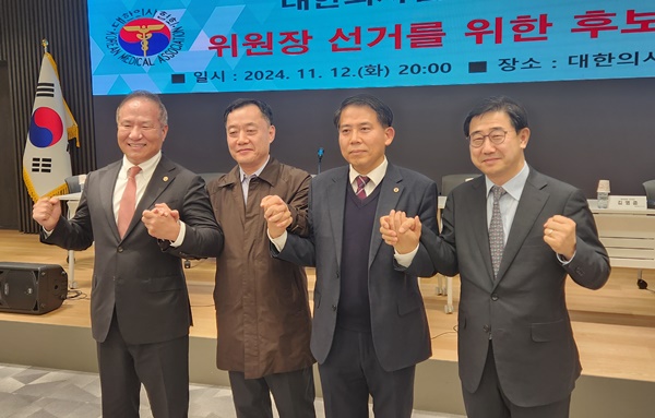 ▲ (왼쪽부터) 황규석 후보, 주신구 후보, 이동욱 후보, 박형욱 후보.