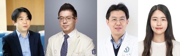 ▲ (왼쪽부터)김태민, 이성학, 허훈 교수, 이다경 연구원