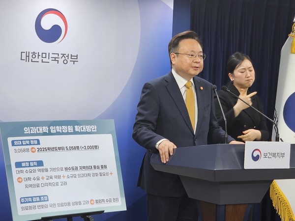 ▲ 정부는 지난 2024년 2월에 의대 정원 2000명 확대를 발표했다.