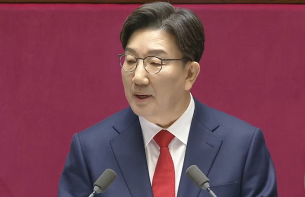 ▲ 권성동 원내대표가 11일, 국회에서 교섭단체대표연설을 하며 의정대화가 필요하다고 주장했다.