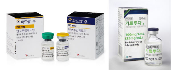 ▲ 전이성 요로상피암 1차 치료의 표준으로 올라선 파드셉(성분명 엔포투맙베도틴, 아스텔라스)과 키트루다(성분명 펨브롤리주맙, MSD) 병용요법의 시너지를 재확인한 연구 결과가 보고됐다.