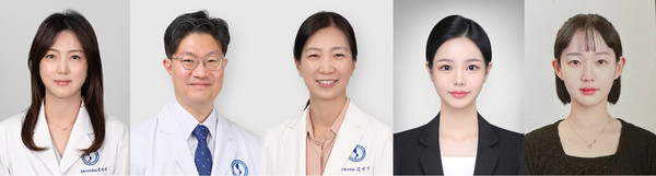 ▲ (왼쪽부터) 은정우, 정재연, 김순선 교수, 장세하, 정현선 연구원