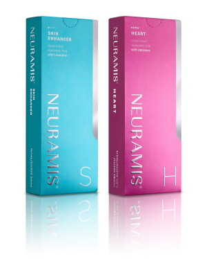 ▲ 메디톡스는 프리미엄 히알루론산(HA) 필러 ‘뉴라미스(NEURAMIS)’시리즈의 신규 제품 2종 ‘뉴라미스 하트’와 ‘뉴라미스 스킨 인핸서’를 출시했다고 7일 밝혔다.