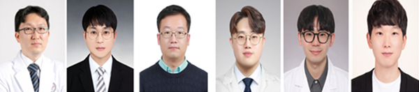 ▲ (왼쪽부터) 전진평 교수(한림대 의료바이오융합연구원), 강성민 교수, 김종태 박사, 윤동혁 박사, 한성우 박사과정생, 이은호 석사과정생.