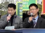 발언하는 한국선천성심장병환우회 안상호 대표(왼쪽)와 한국환자단체연합회 안기종 대표.