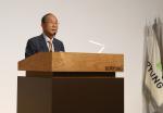 30일 보령제약그룹 본사 중보홀에서 진행된 창업59주년 기념식에서 김승호 회장이 기념사를 하고 있다.