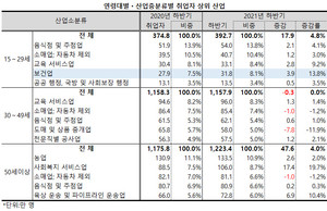 연령별로는 15~29세에서 보건업의 비중이 컸다.