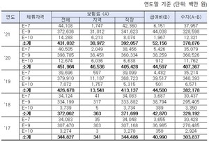 고용허가비자 연도별 건강보험 수지 현황.