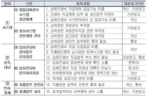 지적사항 명세 및 처분요구(안)