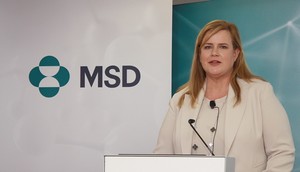 MSD는 21일, 유럽종양학회 연례학술회의(ESMO Congress 2023)가 진행되고 있는 스페인 마드리드 IFEMA 현장에서 글로벌 기자간담회를 마련, 항암 사업부의 현황을 공유했다. 마조리 그린 수석부사장(글로벌 임상개발부 항암 후기단계 총괄)이 MSD 항암사업부의 현황을 소개하고 있다.