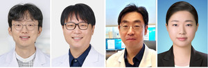  ▲ (왼쪽부터) 아주대병원 이다근 교수, 최재일 연구교수, 울산의대 서울아산병원 성창욱 교수, 조은정 연구원