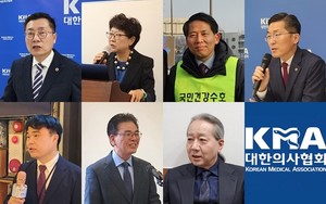 ▲ (왼쪽 위부터 시계방향으로) 박명하 회장, 박인숙 전 의원, 이동욱 전 회장, 이필수 회장, 주수호 대표, 정운용 대표, 임현택 회장.
