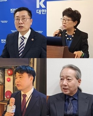 (왼쪽 위부터 시계 방향으로)박명하 회장, 박인숙 전 의원, 주수호 대표, 임현택 회장.