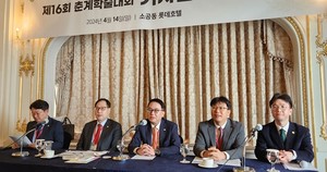 ▲ (왼쪽부터)은수훈 총무이사, 이정용 차기 회장 당선인, 곽경근 총무부회장, 조승철 공보이사.