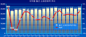 의료대란 장기화로 의료기관 접근성이 떨어진 가운데 코로나19 등 감염병 환자가 늘어나면서 의약품 소매판매액도 크게 증가했다.
