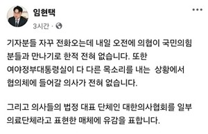 ▲ 임현택 회장의 페이스북.