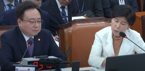 ▲ 백혜련 의원(오른쪽)이 조규홍 장관에게 질의하고 있다. 