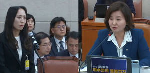 이수진 의원(오른쪽)이 쿠팡 주성원 전무를 질책했다.