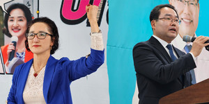 ▲ 서울시약사회장 선거에 출마한 기호 1번 이명희 후보(왼쪽)와 기호 2번 김위학 후보의 대결이 약사들의 눈길을 끌고 있다.