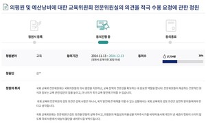 ▲ 지난 13일 의평원 및 예산낭비에 대한 교육위원회 전문위원실 의견을 수용해달라는 국민동의청원이 올라왔다.