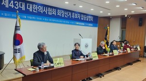 ▲ 대구시의사회와 경상북도의사회와 함께 진행한 의협회장 선거 후보자 합동설명회는 후보자간 날선 상호질의가 이어졌다.