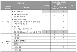 ▲ 간호사 업무 관련 시범사업 보완지침의 업무 수행 기준 중 일부 발췌.
